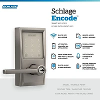Serrure intelligente Wi-Fi Encode Latitude de Schlage avec poignée à levier - Nickel satiné