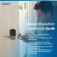 Serrure intelligente Wi-Fi Encode Latitude de Schlage avec poignée à levier - Nickel satiné