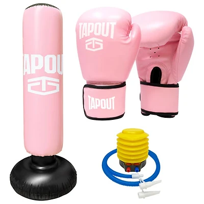 Ensemble avec sac et gants de boxe pour enfants de Tapout - Rose