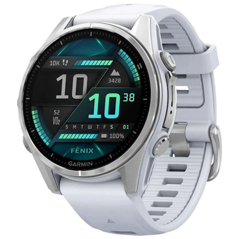 Montre intelligente multisport Bluetooth AMOLED 43 mm fēnix 8 de Garmin - Blanc/Argenté