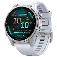 Montre intelligente multisport Bluetooth AMOLED 43 mm fēnix 8 de Garmin - Blanc/Argenté