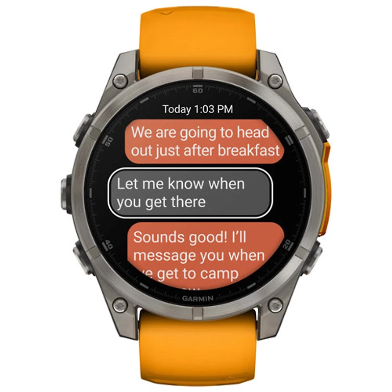 Montre intelligente multisport Bluetooth vitre saphir AMOLED fēnix 8 de 47 mm de Garmin - Orange/Graphite/Gris carbone