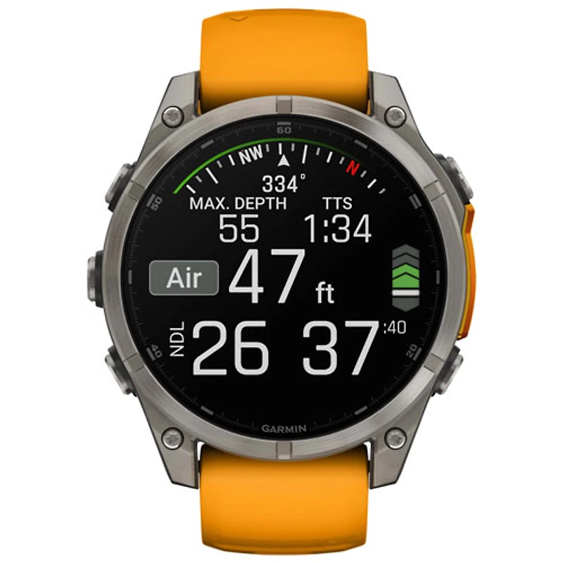 Garmin fēnix 8 47mm Sapphire AMOLED Bluetooth Multisport Smartwatch - Spark Orange/Graphite/Carbon Grey