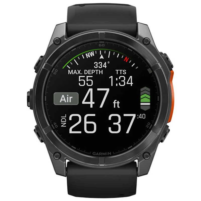 Montre intelligente multisport Bluetooth AMOLED fēnix 8 de 51 mm de Garmin - Noir/Gris ardoise