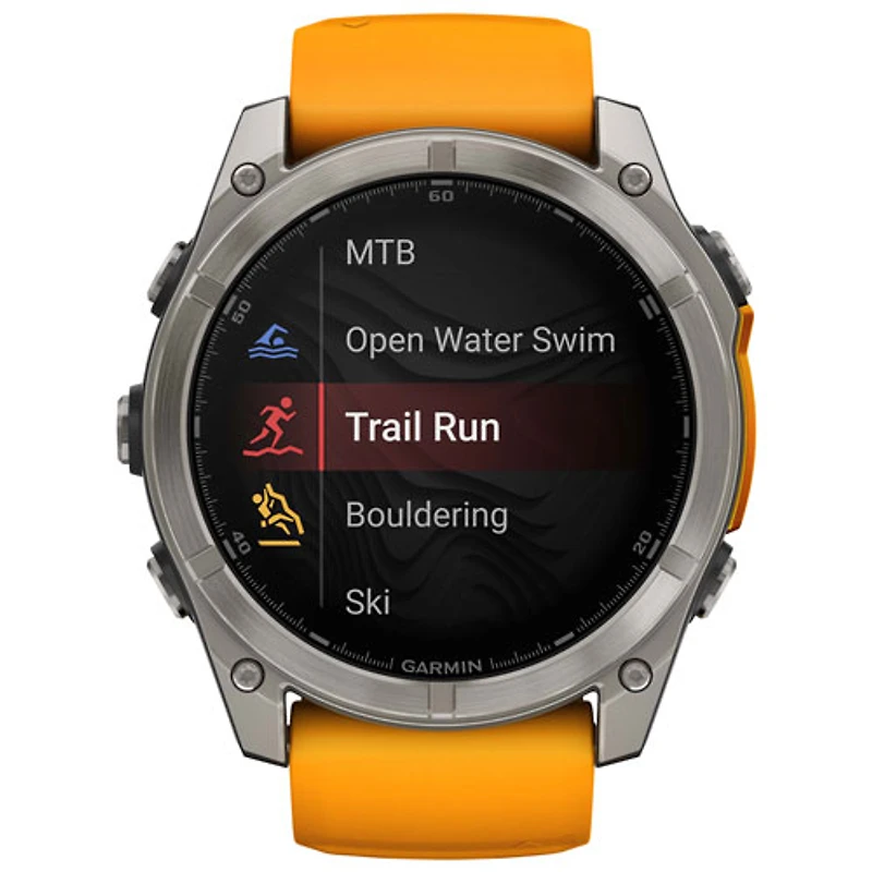 Garmin fēnix 8 51mm Sapphire AMOLED Bluetooth Multisport Smartwatch - Spark Orange/Graphite/Carbon Grey