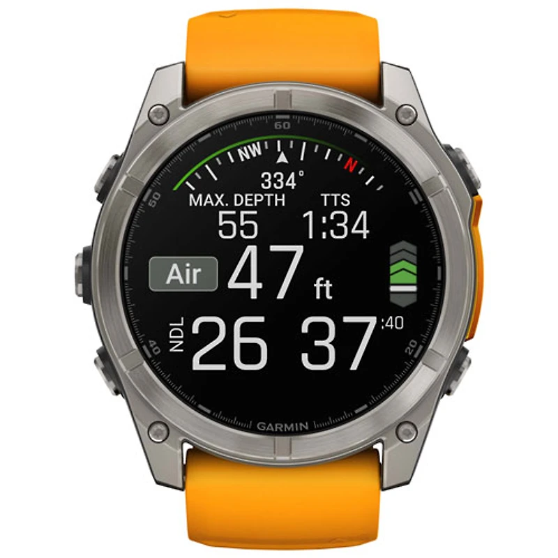 Garmin fēnix 8 51mm Sapphire AMOLED Bluetooth Multisport Smartwatch - Spark Orange/Graphite/Carbon Grey