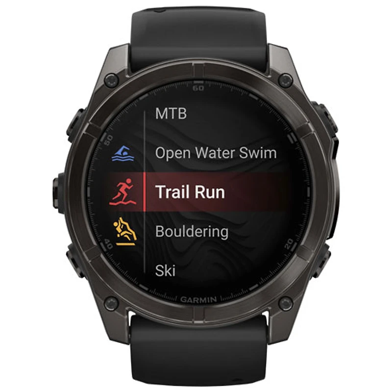 Montre intelligente multisport Bluetooth AMOLED à vitre saphir fēnix 8 de 51 mm de Garmin - Noir/Gris carbone