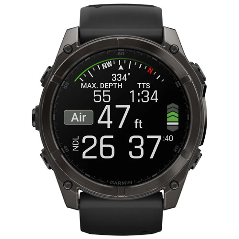 Montre intelligente multisport Bluetooth AMOLED à vitre saphir fēnix 8 de 51 mm de Garmin - Noir/Gris carbone