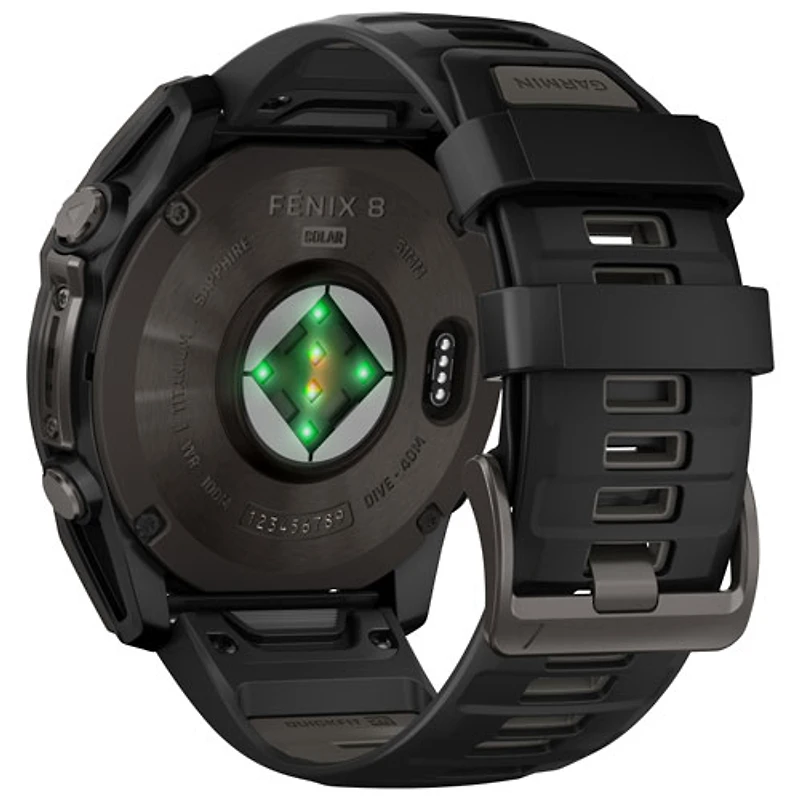 Garmin fēnix 8 51mm Sapphire Solar Bluetooth Multisport Smartwatch - Black/Carbon Grey