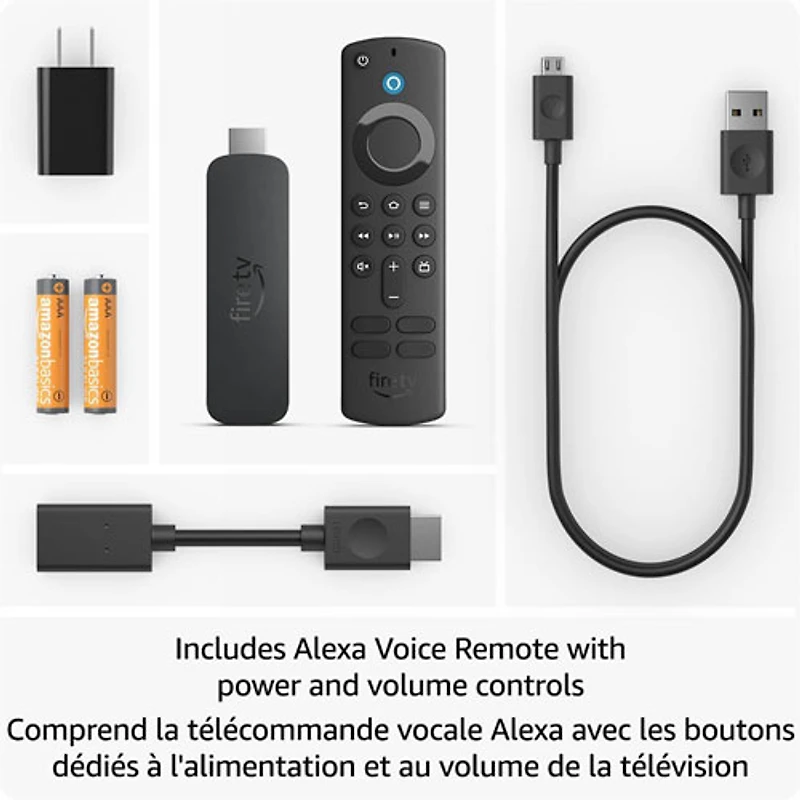 Clé de diffusion multimédia en continu Fire TV Stick 4K (2024) avec télécommande vocale Alexa Amazon