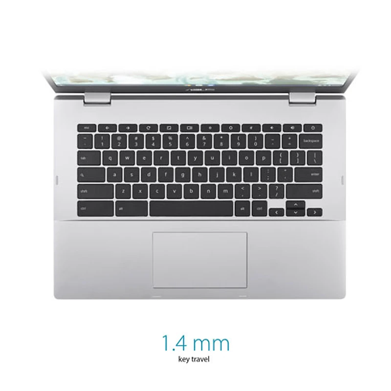 Chromebook de 14 po CX 1400 d'ASUS - Argenté transparent (Celeron N4500 d'Intel/RAM 8 Go/SSD 128 Go/ChromeOS)