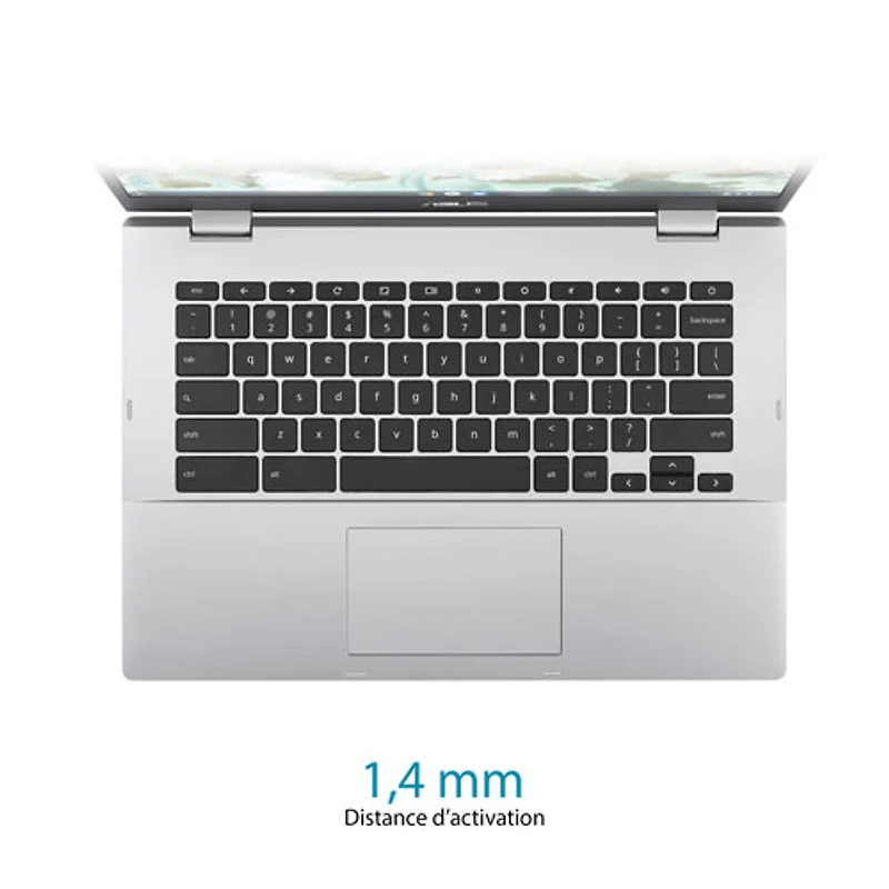 Chromebook de 14 po CX 1400 d'ASUS - Argenté transparent (Celeron N4500 d'Intel/RAM 8 Go/SSD 128 Go/ChromeOS)