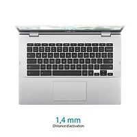 Chromebook de 14 po CX 1400 d'ASUS - Argenté transparent (Celeron N4500 d'Intel/RAM 8 Go/SSD 128 Go/ChromeOS)