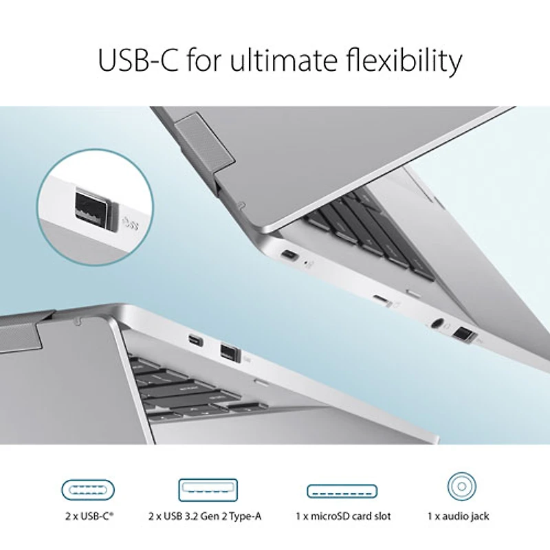 Chromebook de 14 po CX 1400 d'ASUS - Argenté transparent (Celeron N4500 d'Intel/RAM 8 Go/SSD 128 Go/ChromeOS)