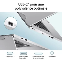 Chromebook de 14 po CX 1400 d'ASUS - Argenté transparent (Celeron N4500 d'Intel/RAM 8 Go/SSD 128 Go/ChromeOS)