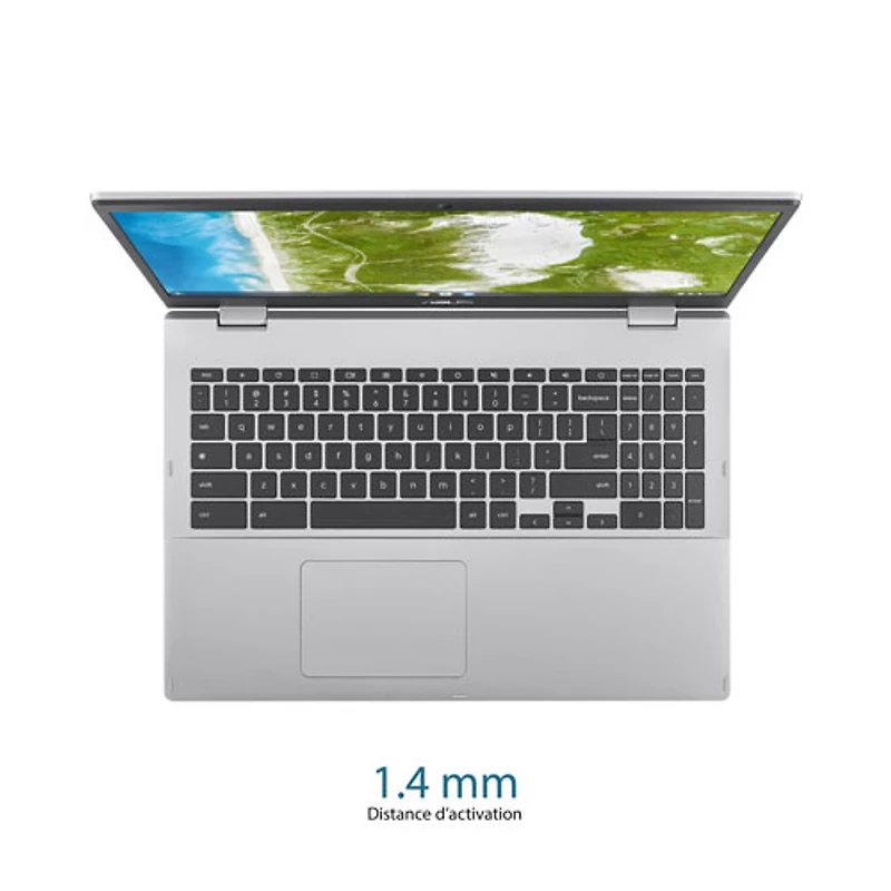 Chromebook de 15,6 po CX 1500 d'ASUS - Argenté transparent (Celeron N4500 d'Intel/RAM 8 Go/SSD 128 Go/ChromeOS)