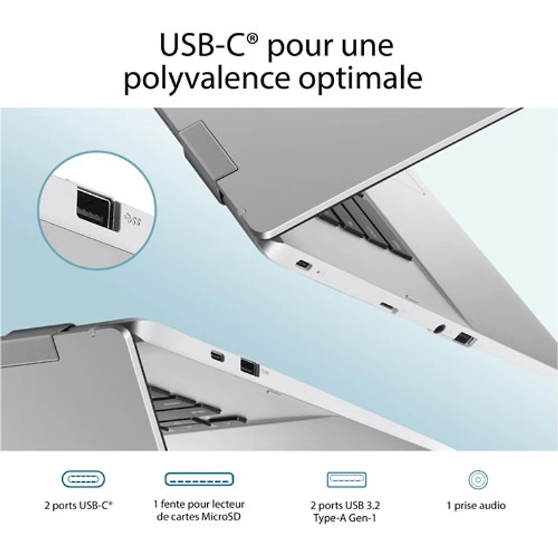 Chromebook de 15,6 po CX 1500 d'ASUS - Argenté transparent (Celeron N4500 d'Intel/RAM 8 Go/SSD 128 Go/ChromeOS)