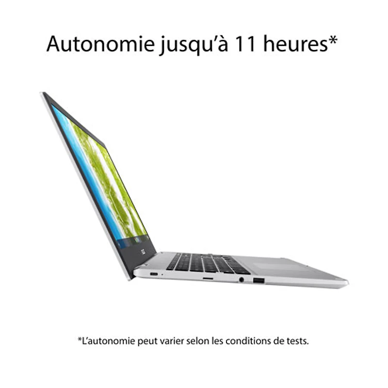 Chromebook de 15,6 po CX 1500 d'ASUS - Argenté transparent (Celeron N4500 d'Intel/RAM 8 Go/SSD 128 Go/ChromeOS)