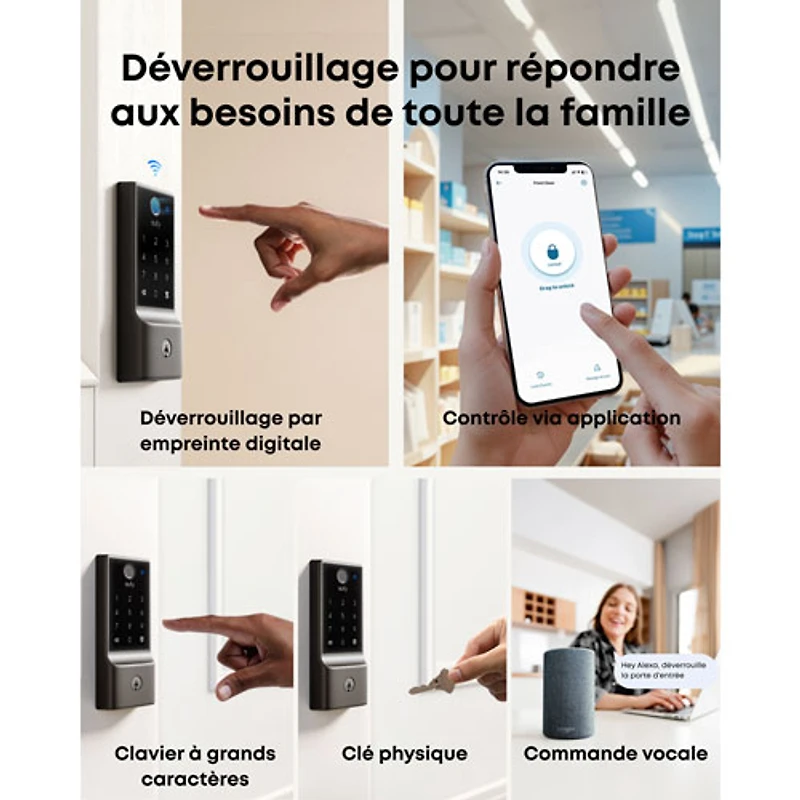 eufy Security E31 Fingerprint Keyless Entry Wi-Fi Bluetooth Smart Lock with Keypad & Key - Black