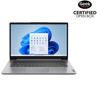 Boîte ouverte - Portable de 14 po IdeaPad 1 de Lenovo - Gris nuage (Celeron N4020 d'Intel/RAM 4 Go/SSD 128 Go/Windows 11)
