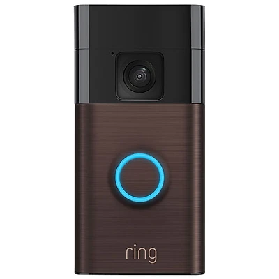 Sonnette de porte à batterie de Ring avec vue HD de la tête aux pieds, vue en direct, communication bidirectionnelle et détection de mouvement - Bronze vénitien