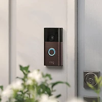 Sonnette de porte à batterie de Ring avec vue HD de la tête aux pieds, vue en direct, communication bidirectionnelle et détection de mouvement - Bronze vénitien