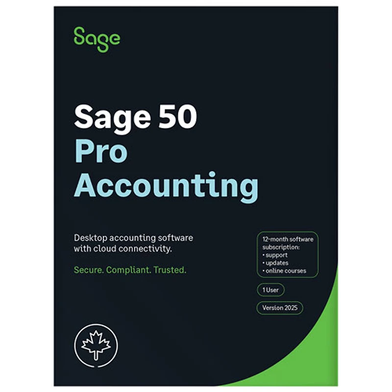 Sage 50 Comptabilité Pro 2025 - Abonnement d'un an – 1 utilisateur - Bilingue