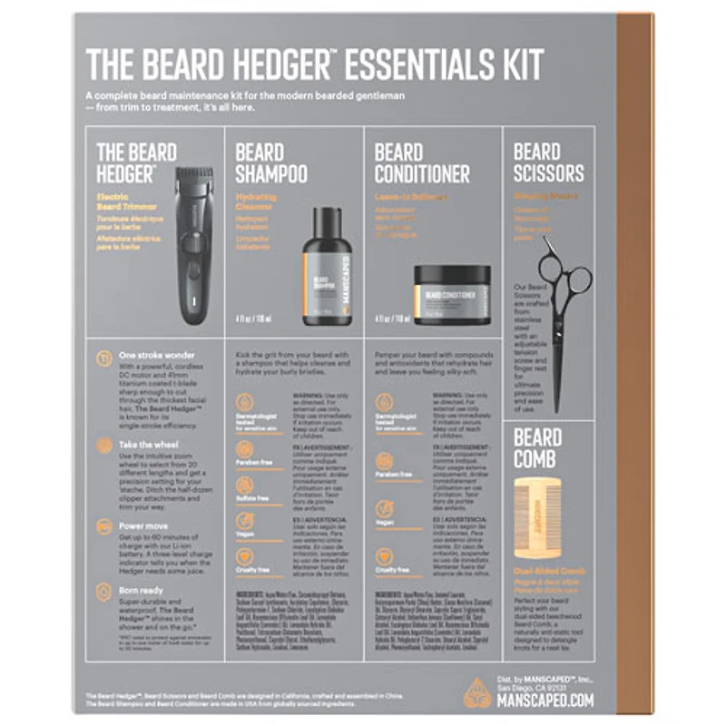 Trousse essentielle avec tondeuse sans fil Beard Hedger de Manscaped