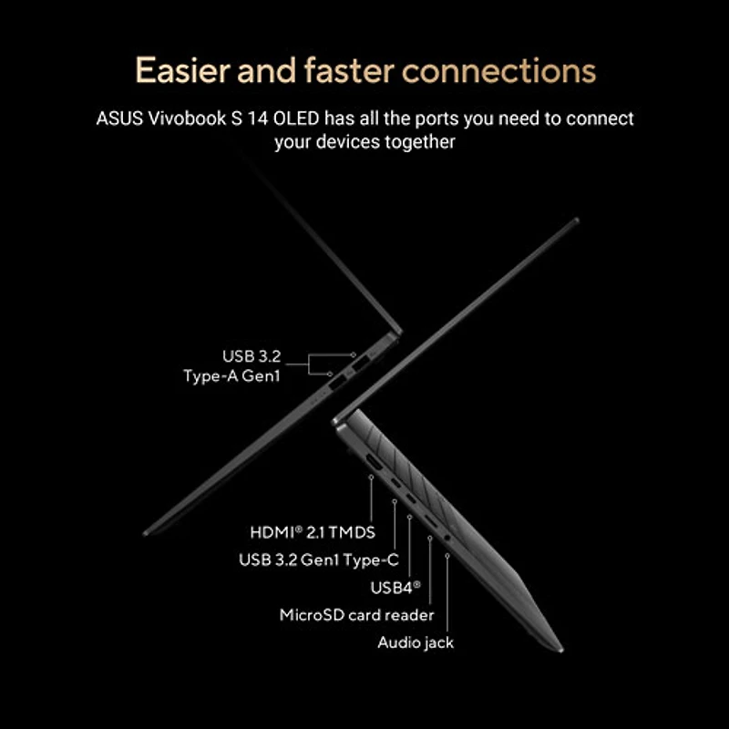 ASUS Vivobook S 14" Laptop - Neutral Black/Aluminum (AMD Ryzen AI 9 365/24GB RAM/512GB SSD/Windows 11)