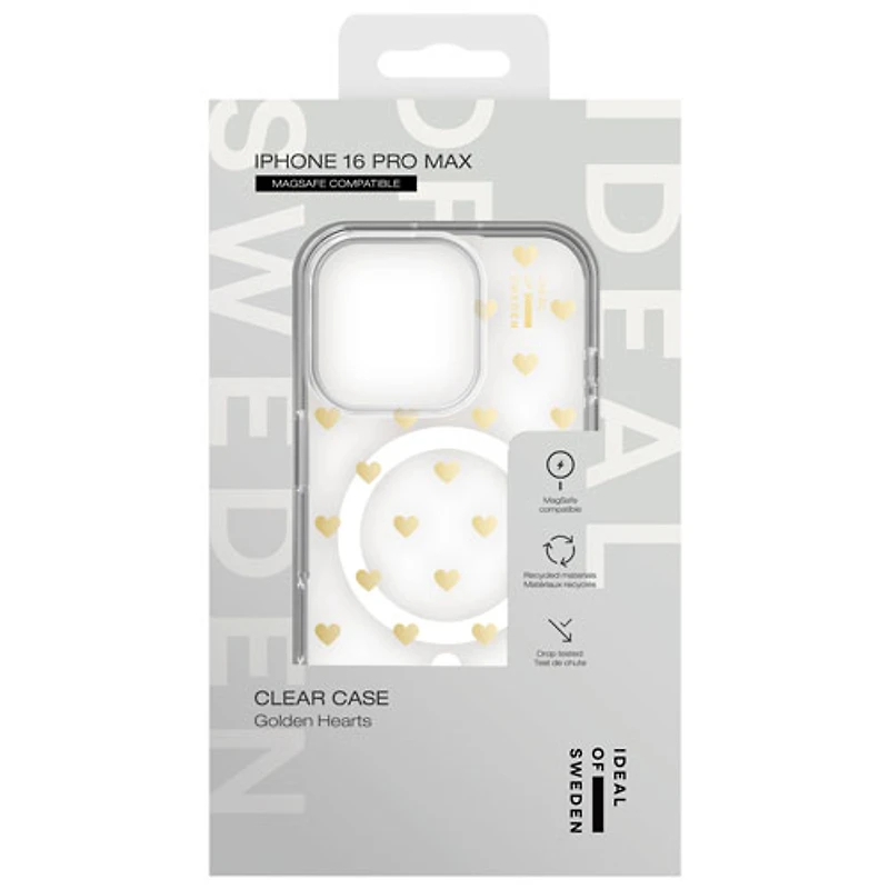 Étui rigide ajusté d'Ideal of Sweden avec MagSafe pour iPhone 16 Pro Max - Coeurs dorés