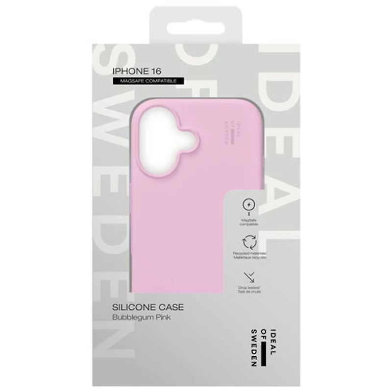 Étui souple ajusté en silicone d'Ideal of Sweden avec MagSafe pour iPhone 16 - Rose gomme à bulles