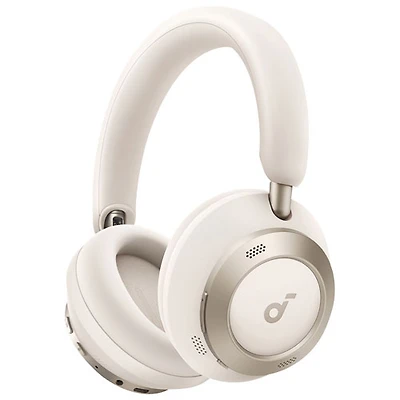Casque d'écoute supra-auriculaire à suppression du bruit Space One Pro de Soundcore par Anker - Blanc crème