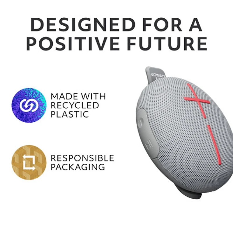 Ultimate Ears MINIROLL Waterproof Bluetooth Wireless Mini Portable Speaker - Revive Grey