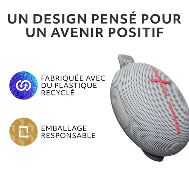 Ultimate Ears MINIROLL Waterproof Bluetooth Wireless Mini Portable Speaker - Revive Grey