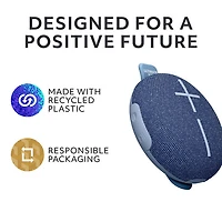 Haut-parleur miniature sans fil portatif Bluetooth étanche MINIROLL d'Ultimate Ears - Bleu majestueux