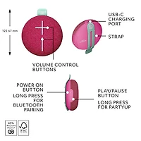 Ultimate Ears MINIROLL Waterproof Bluetooth Wireless Mini Portable Speaker - Calming Pink