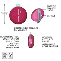 Ultimate Ears MINIROLL Waterproof Bluetooth Wireless Mini Portable Speaker - Calming Pink