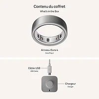 Anneau intelligent de sommeil et de mise en forme Ring 4 d'Oura - Argent brossé - Taille 15
