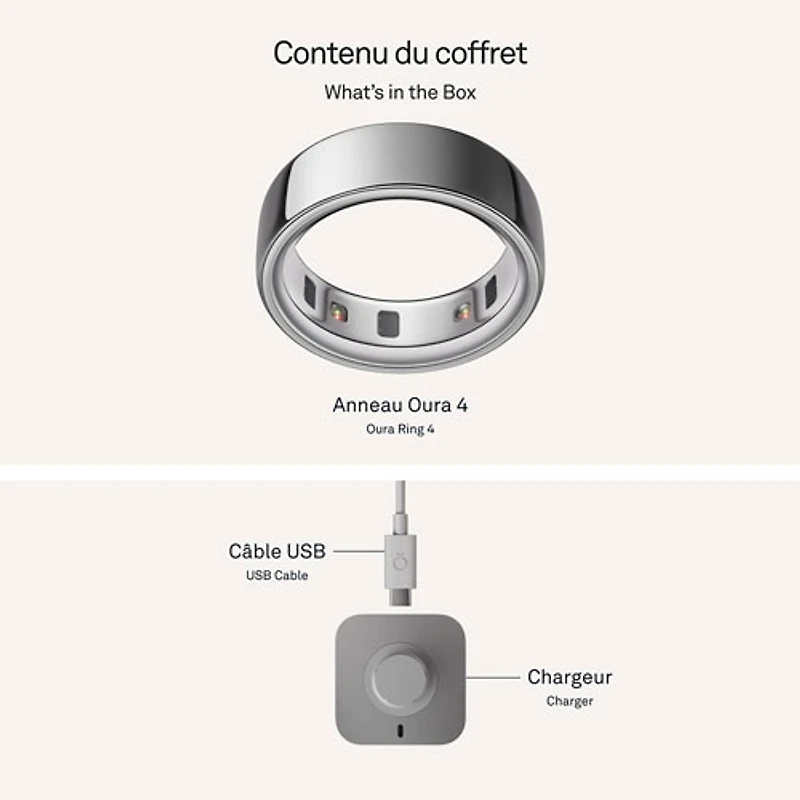 Anneau intelligent de sommeil et de mise en forme Ring 4 d'Oura - Argent