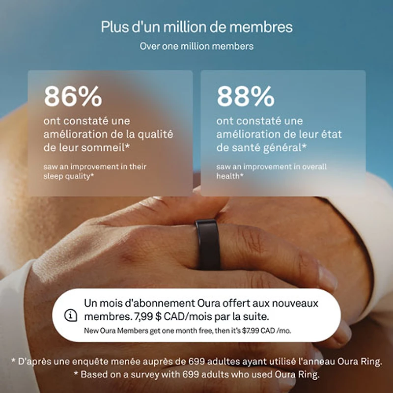 Anneau intelligent de sommeil et de mise en forme Ring 4 d'Oura - Noir - Taille 11