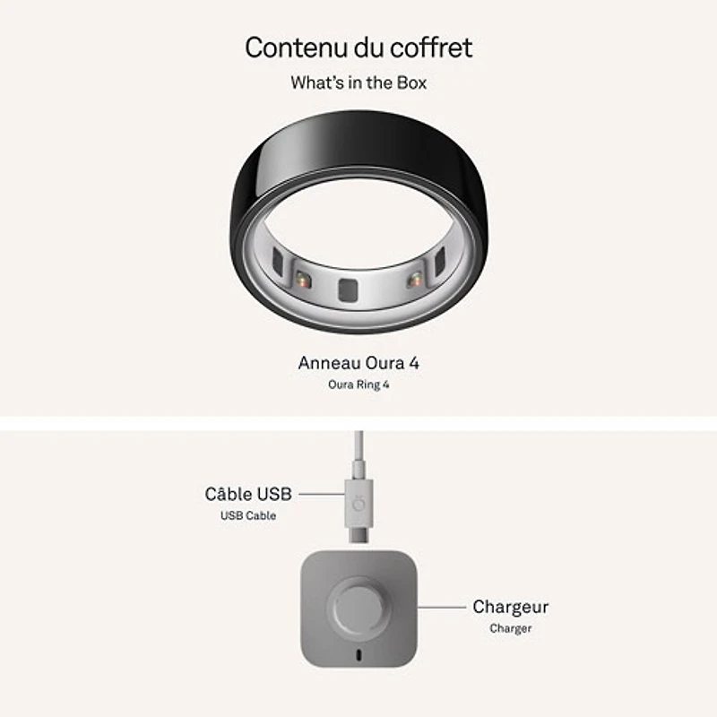 Anneau intelligent de sommeil et de mise en forme Ring 4 d'Oura - Noir - Taille 13