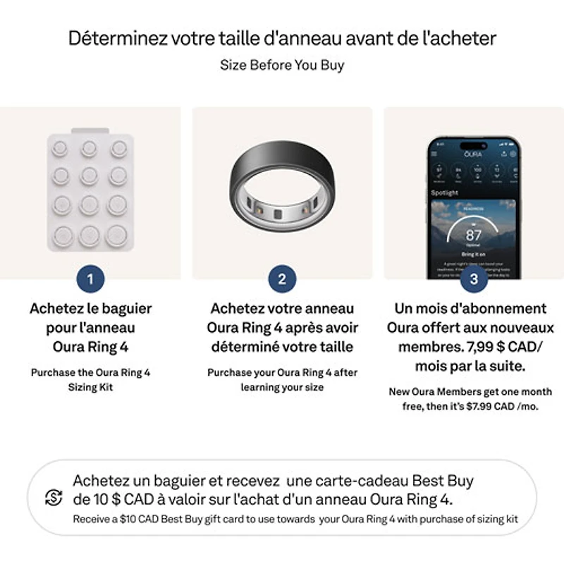 Anneau intelligent de sommeil et de mise en forme Ring 4 d'Oura - Noir mat Stealth - Taille 5