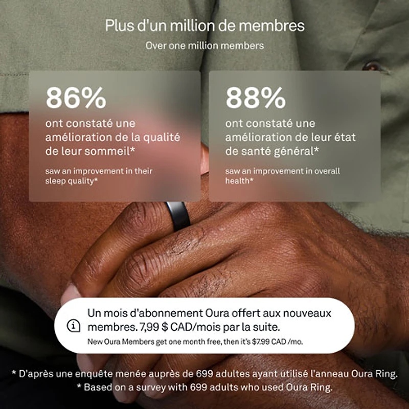 Anneau intelligent de sommeil et de mise en forme Ring 4 d'Oura - Noir mat Stealth - Taille 7