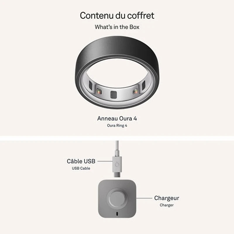 Anneau intelligent de sommeil et de mise en forme Ring 4 d'Oura - Noir mat Stealth - Taille 14