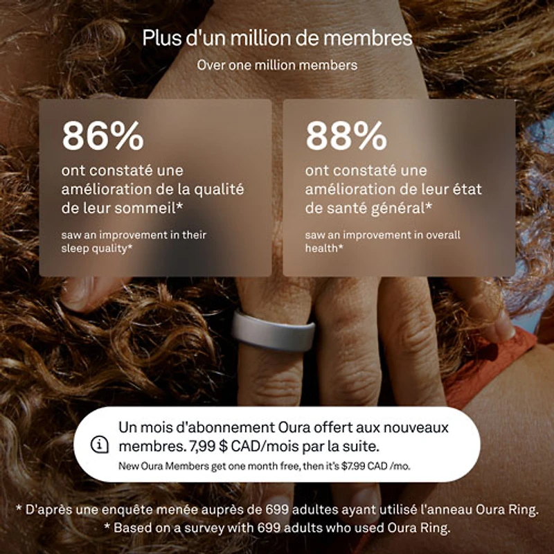 Anneau intelligent de sommeil et de mise en forme Ring 4 d'Oura - Argent brossé - Taille 7