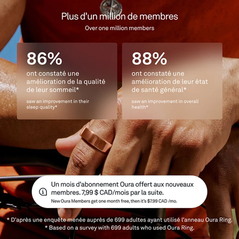 Anneau intelligent de sommeil et de mise en forme Ring 4 d'Oura - Rose doré - Taille 6