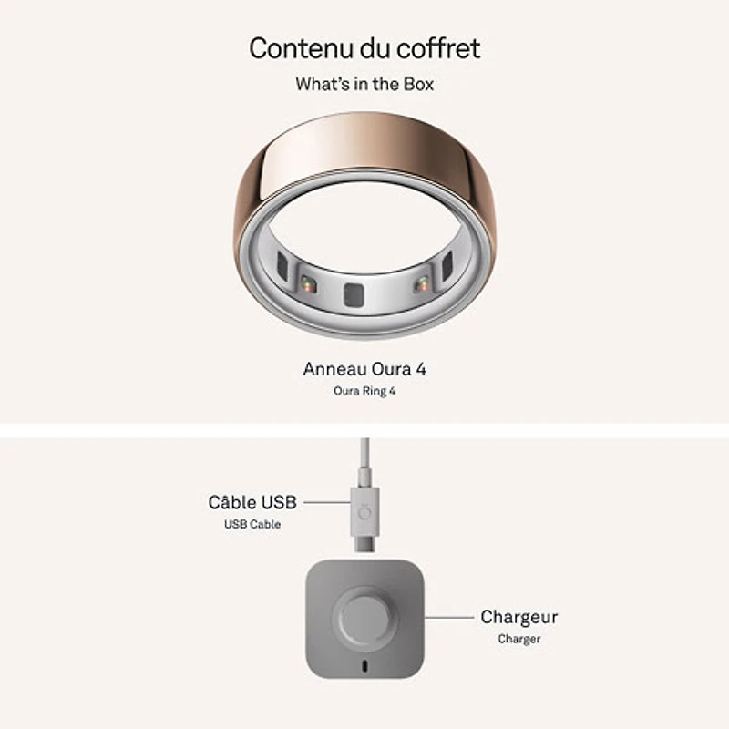 Anneau intelligent de sommeil et de mise en forme Ring 4 d'Oura - Rose doré - Taille 9
