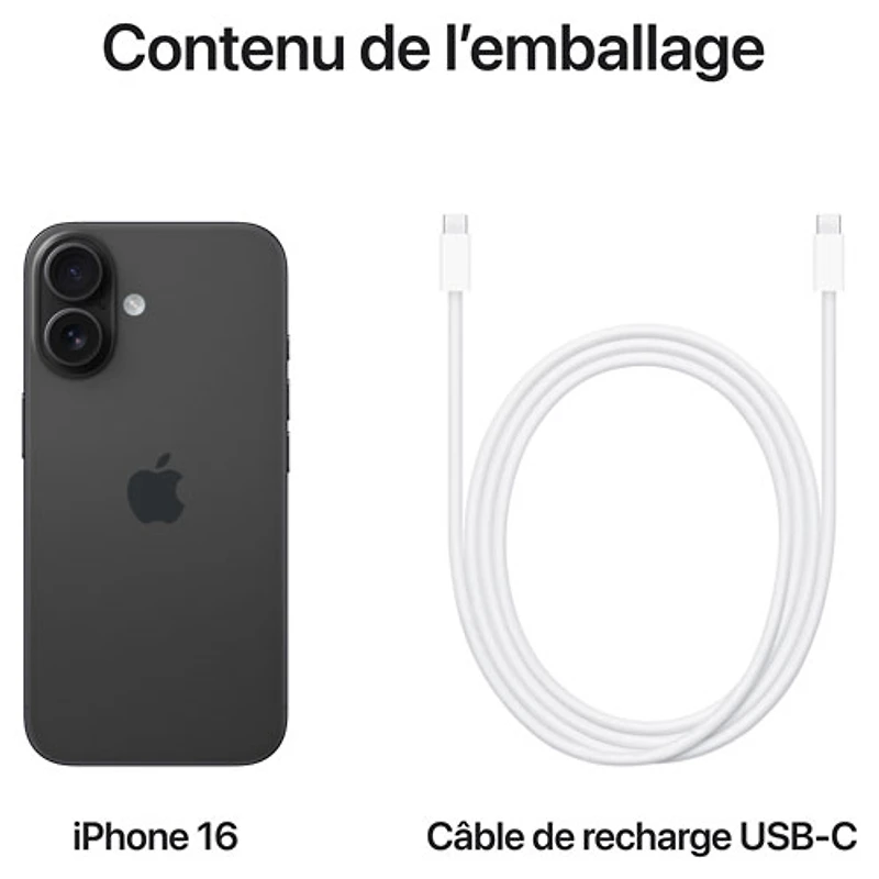 iPhone 16 de 256 Go d'Apple - Noir - Déverrouillé