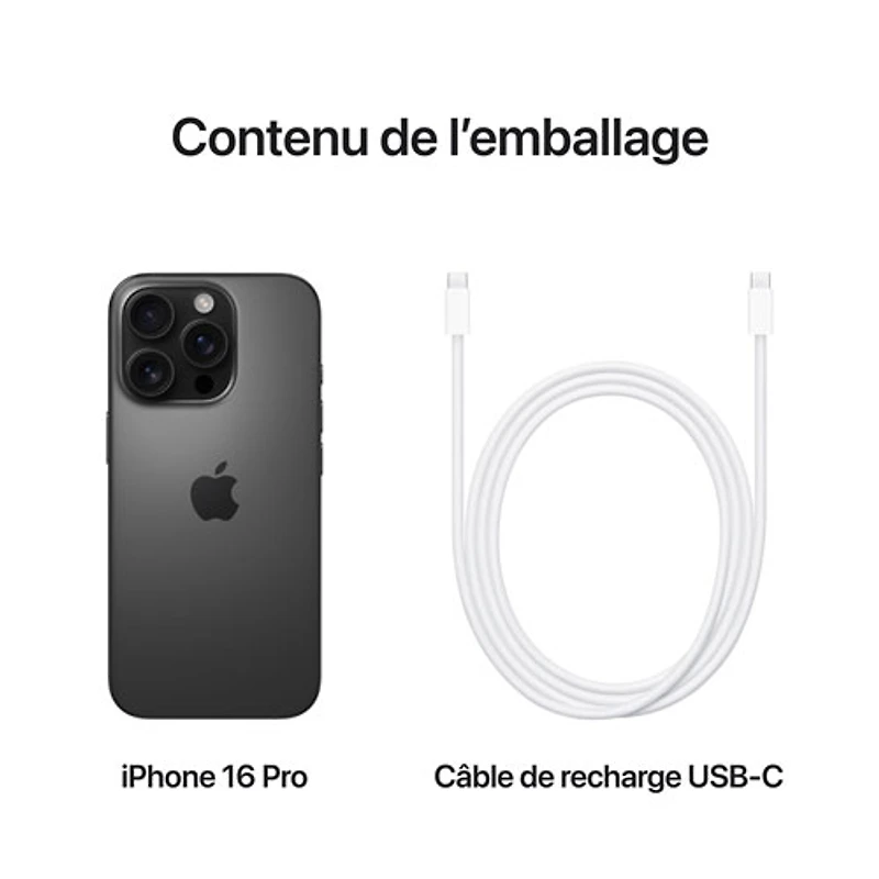 iPhone 16 Pro de 1 To d'Apple - Titane noir - Déverrouillé
