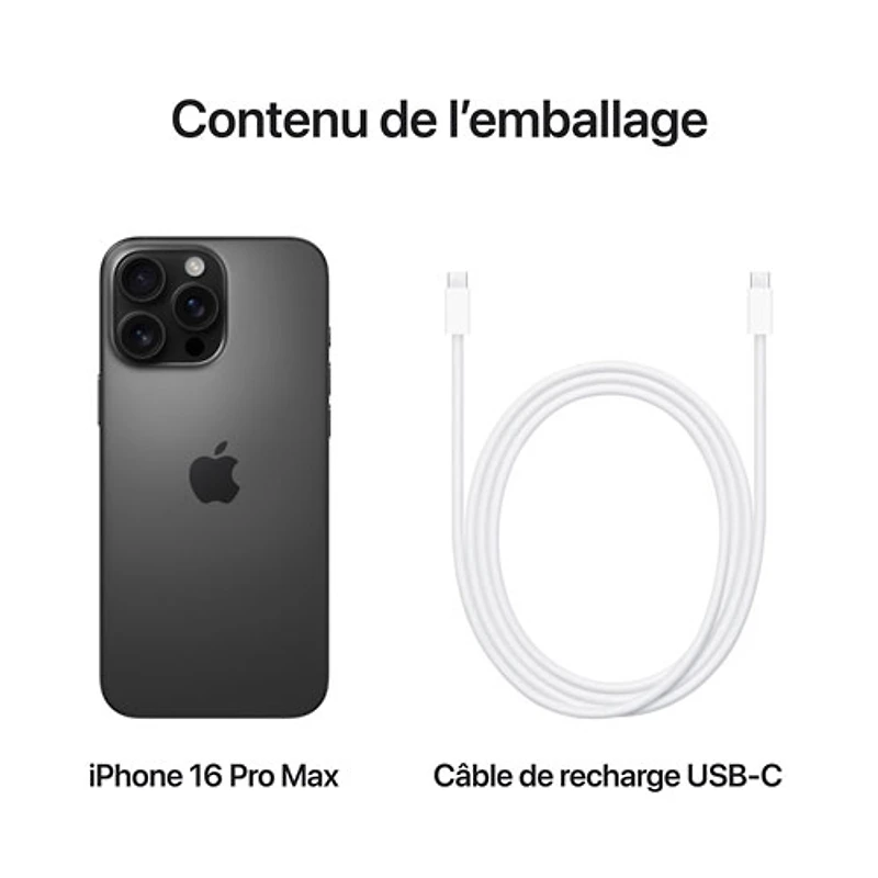 iPhone 16 Pro Max de 256 Go d'Apple - Titane noir - Déverrouillé